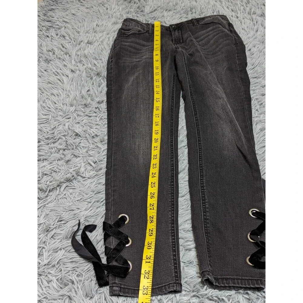 Kensie‎ Jeans Skinny Womens Size 4/27 4 Velvet Tie Off Cuffs Black 25 inseam